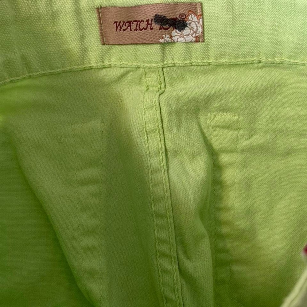Y2K Neon Geeen Low Rise Studded Ripped Flare Jeans - Picture 4 of 8